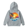 thumbnail image 4 of FUZHIQ Long Sleeve Shirt Girls Unisex Hooded Long Sleeved Loose Classic Sweatshirt for Featuring Island Coconut Tree In Medium And Large Sizes. Grey,9-10 Years, 4 of 6