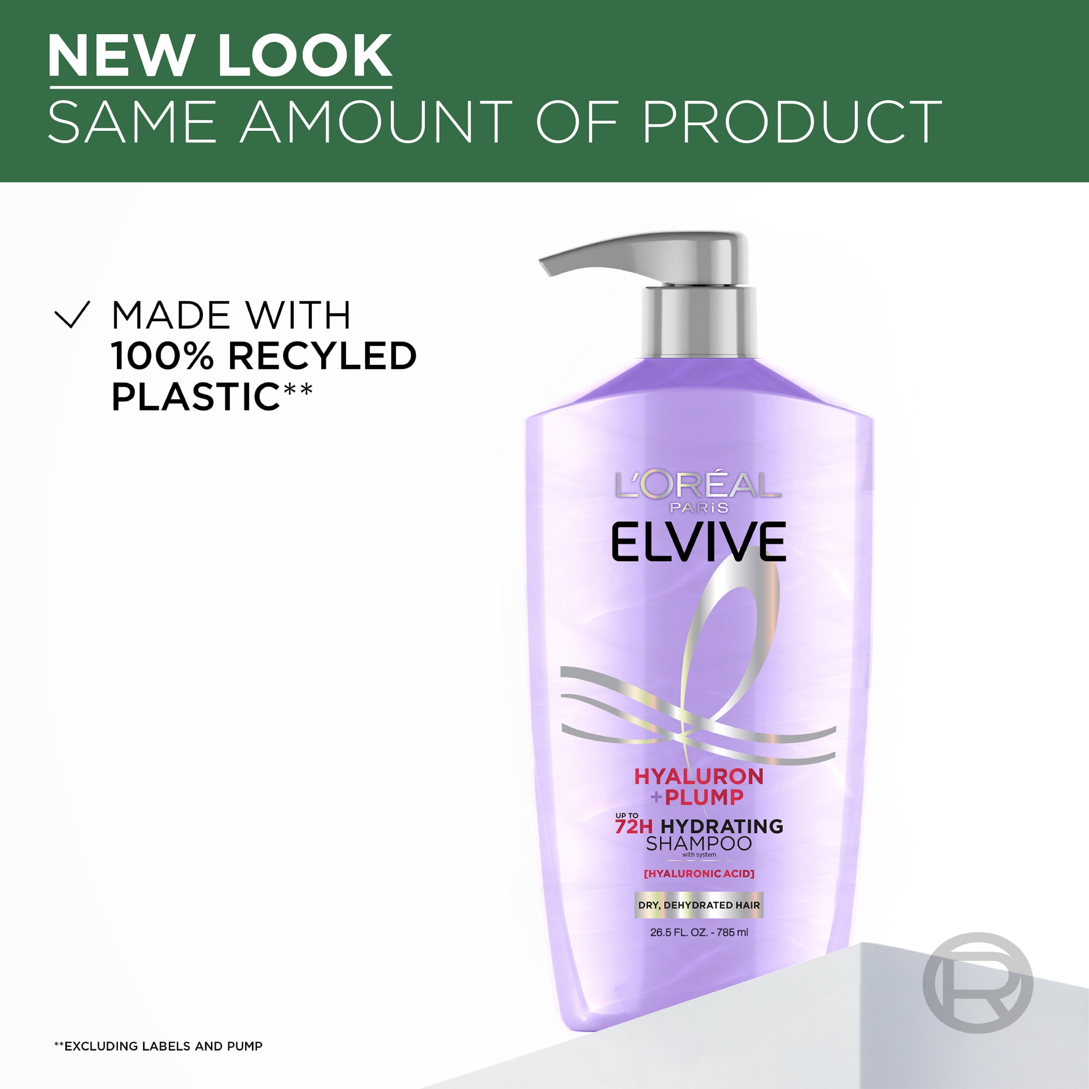 L'Oreal Paris Elvive Hyaluron Plump Squeeze Hydrating Shampoo, Moisturizing, 26.5 fl oz