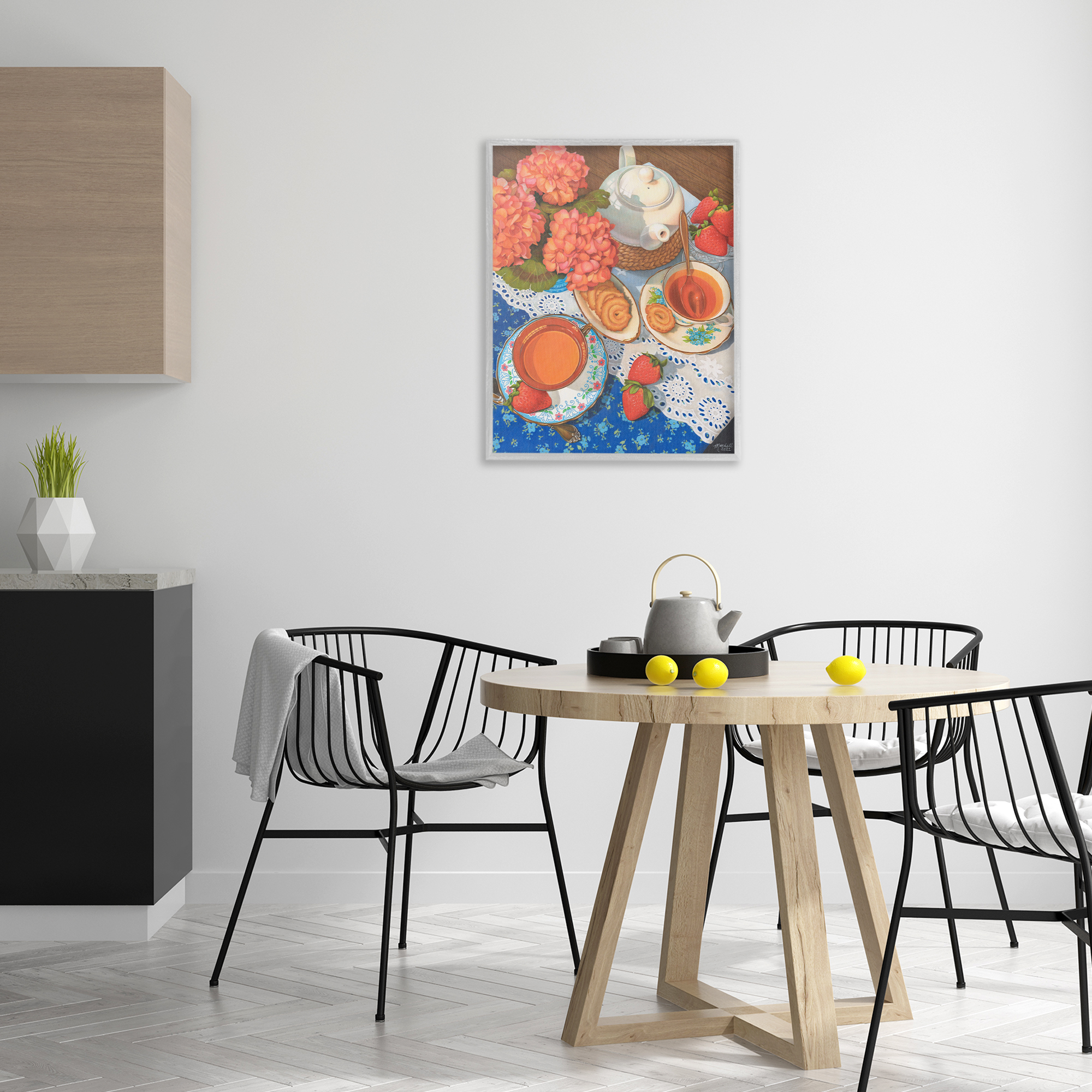 Stupell Industries Country Tea Time Food & Beverage Painting Gray Framed Art Print Wall Art, 24 x 30
