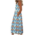 thumbnail image 4 of Bajo Vestido Pantalones Cortos Mujeres Casual Cuello Redondo Impresión Bolsillos sin Mangas Vestido Verano Vestido Corto para Mujeres Verano, 4 of 5