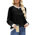 thumbnail image 4 of UVN Sweatshirts for Women Casual Long Sleeve Shirts Loose Fit Pleated Front Crewneck Tunic Tops, 4 of 9