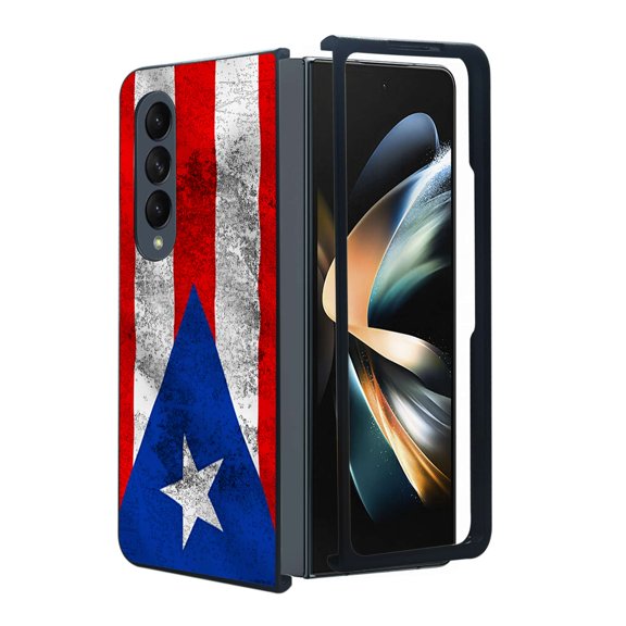 ANJ  Protective Snap-On Design Printed Case Compatible with Samsung Galaxy Z Fold 4 - Vintage Puerto Rico Flag