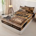 thumbnail image 2 of Castle Fairy Rustic Cabin Jungle Bear Zipper Full Size Comforter Sets with Fitted Sheet and 2 Pillowcases,Vintage Woodalnd Wildlife Zipper Bedding Set,Sepia Brown,Black Reversible,4pcs, 2 of 6