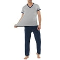 thumbnail image 2 of INSPIRE CHIC Men's Sleepwear Set V-Neck Short Sleeve and Bottoms Lounge Pajama Set Suit 2XL Navy Blue, 2 of 4