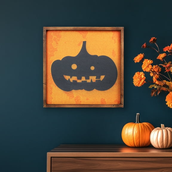 Northlight 15.75" Black Jack O Lantern Silhouette Halloween Wall Hanging