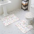 thumbnail image 3 of Spring Flowers Bathroom Rugs Set Watercolor Blue Dragonfly Pink Floral Leaf Non Slip Absorbent Soft Bath Mats 3 Piece Set with Bathroom Rug, U-Shaped Floor Mat, Toilet Seat Cover Small Size, 3 of 9