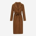 thumbnail image 6 of IROINNID Trench Coat for Women Winter Fall Warm Long Coat Waist Belt Overcoat Classic Trendy Trench Coat with Pocket,Brown, 6 of 8