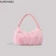 thumbnail image 4 of Bolso de temperamento para mujer, bolso de mano de felpa, bolso de mano de piel, bolso de hombro mullido, bolso de mano de diseñador de lujo con asa superior, 4 of 5