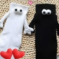 thumbnail image 5 of Holding Hands Socks, Couple Magnetic Hand Socks, Unisex Mid Tube Funny Hand In Hand Socks, 3D Doll Cute Gifts Socks for Women Men (Black&White,4Pairs), 5 of 7
