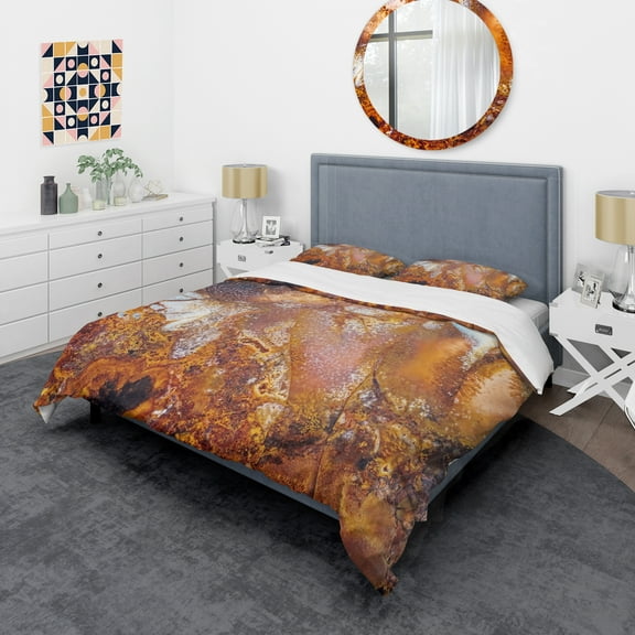 Designart 'Moss Agate abstract macro' Stone Duvet Cover Set