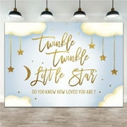 Twinkle Twinkle Little Star Gender Reveal Backdrop Boy Baby Shower Blue How We Wonder What You are Golden Star Party Decoration Photography Background Cake Table Banner Wallpaper