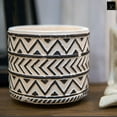 thumbnail image 2 of Urban Trends Collection Ceramic Cylindrical Pot with Painted Black Embossed Lattice Chevron Design Body and Tapered Bottom, 2 of 6