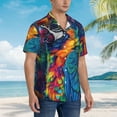 thumbnail image 3 of Fotbe Vibrant Rainbow Parrot Fantasy Camisa Hawaiana para Hombre Unisex – Camisa Casual de Verano con Botones de Manga Corta de Algodón y Lino,XX-Large, 3 of 7