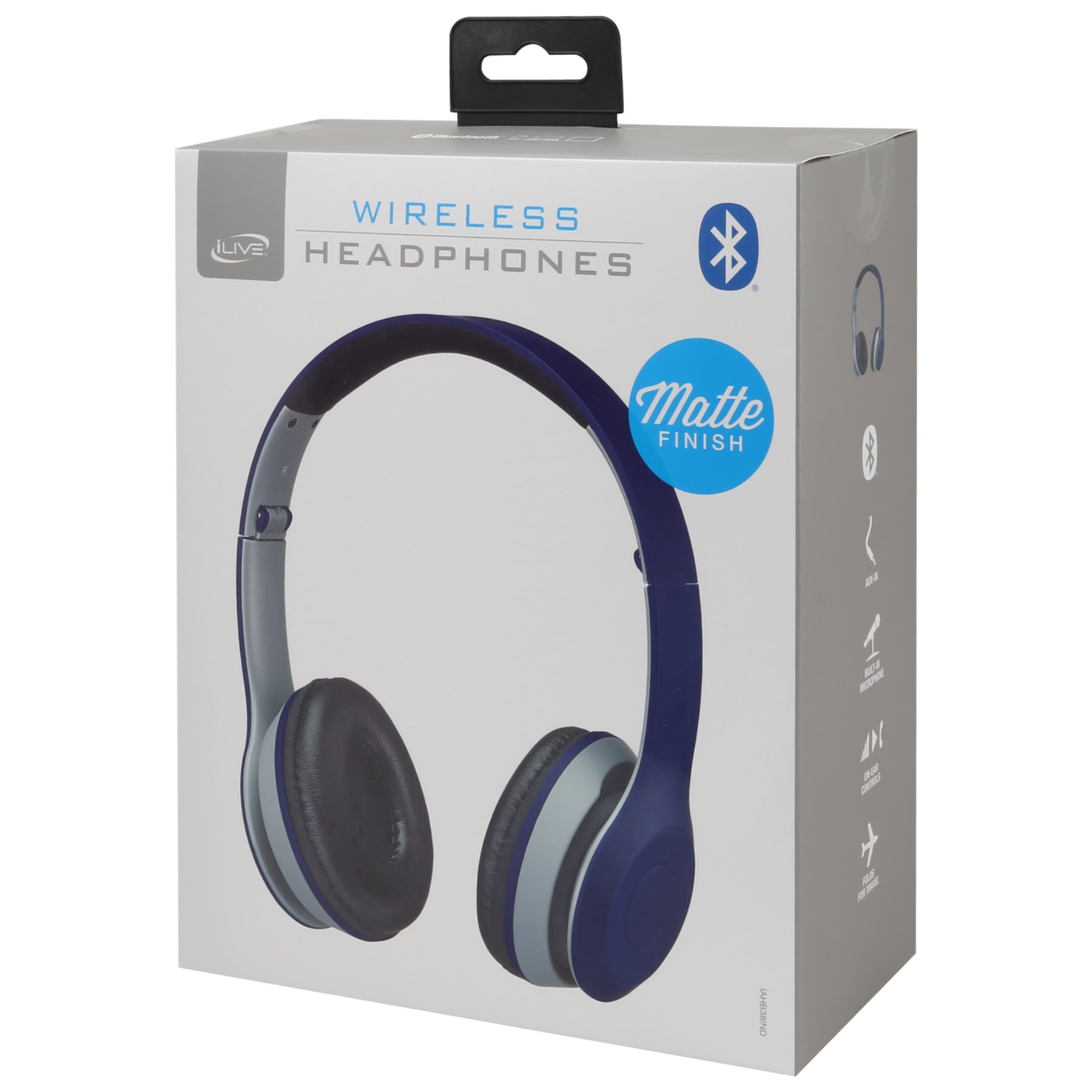 iLive Bluetooth Noise-Canceling Over-Ear Headphones, Indigo, IAHB38IND
