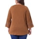thumbnail image 3 of Blusas de mujer de talla grande Agnes Orinda, con mangas largas, panel de ganchillo, diseño calado, plisadas y casuales, 1X marrón, 3 of 5