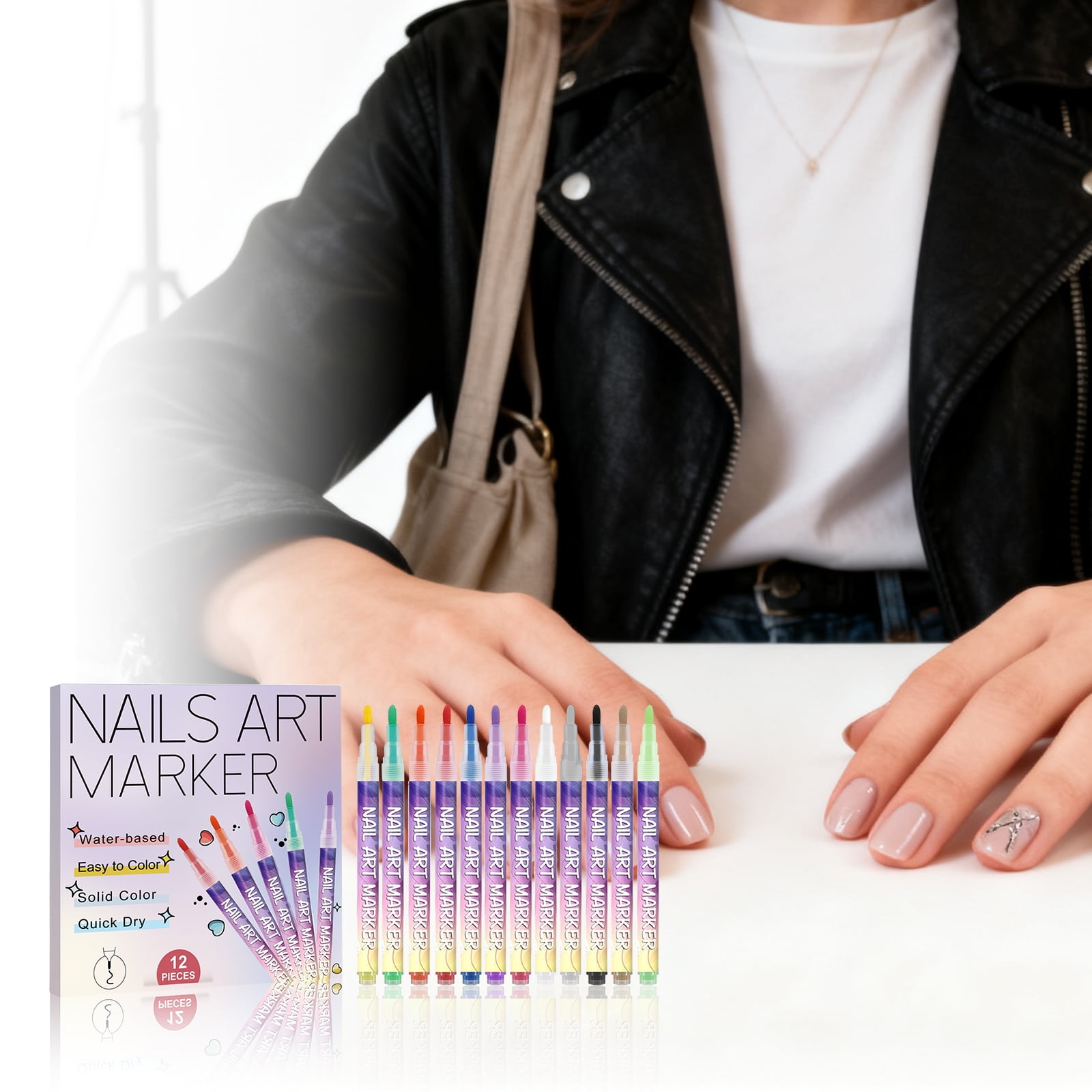 12 Colors 3D Nail Polish Pens for Painting, Nail Art Pens Set, 2025 Upgrade Nail Art Markers for Gel Nails, DIY Quick Dry Graffiti Dotting Point Liner Pens, Nails Art Drawing Tool