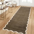 thumbnail image 3 of Garvee 2'x6' Modern Scalloped Runner Rug Washable Rug with Non Slip Backing, Neutral Farmhouse Soft Low Pile Carpet for Hallway Bedroom Home Office, Brown, 3 of 8