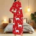 thumbnail image 4 of Christmas Zip Robe for Women Fleece Nightgown Long Sleeve Reindeer Print Flannel Sleepwear Warm Winter Loungewear, 4 of 8