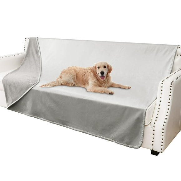 Tuffeel Couverture pour Chien 100 % Imperméable, Douce et Anti-Fuite pour Canapé, Lit Protecteur de Meubles contre les Chiens Chiots Lavable (68"x82 Pouces, Gris Clair+gris Foncé)