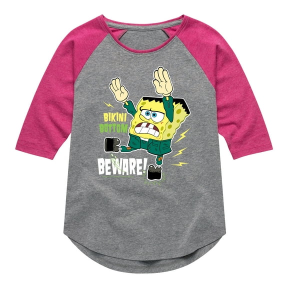 SpongeBob SquarePants - Bikini Bottom Beware - Toddler And Youth Girls Raglan Graphic T-Shirt