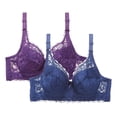 thumbnail image 4 of Paiwinds Women's Front Closure Lace Bras 2-Pack Push Up Comfort Wireless Bra No Underwire Seamless Bralette Adjustable Straps Plus Size 34B to 46D, 4 of 7