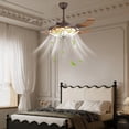 thumbnail image 3 of 42” Tiffany Style Retractable Ceiling Fan with LED Chandelier, 3-Color Change, Remote Control, 3 Speed Settings, Modern Acrylic & Copper Design for Bedroom and Living Room, 3 of 11