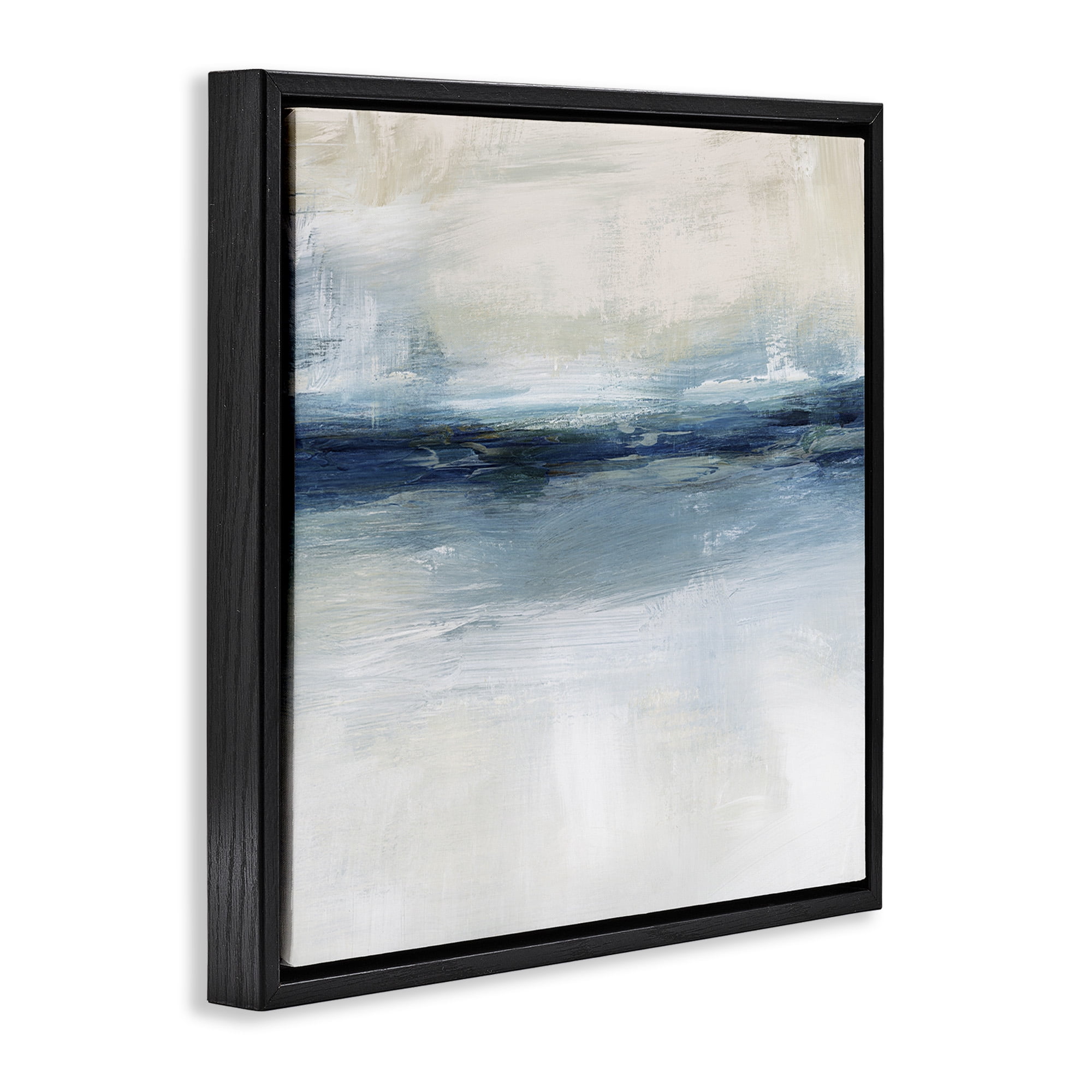 Stupell Industries Timeless Nautical Gloomy Sea Abstract Abstract Painting Black Floater Framed Canvas Art Print Wall Art, 18 x 18