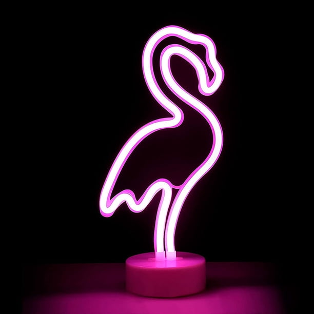 Letrero de luz LED Flamingo, Luz de noche de neón, Letrero de neón con USB / batería, Decoración de pared para fiesta Cumpleaños, Habitación de niños, Iluminación navideña, Sala de estar