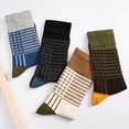 thumbnail image 7 of Mid-Calf Trendy Socks , Checkered , Spring/Fall Striped , Combed Cotton for Men's , Size Uniform size , 6 Pair, 7 of 7