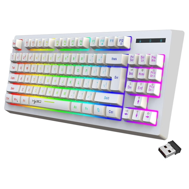 Miulika 87Keys 2.4G Wireless Mechanical Keyboard Indicator Light for White