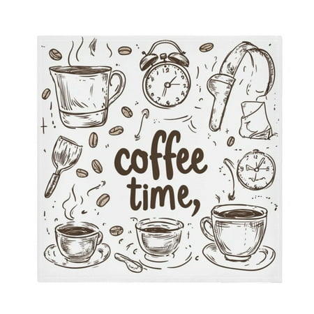 

WOBOGO Coffee Time Now Cloth Napkins 1 Piece Soft Elegant Touch Durable Absorbent Quick Drying for Elegant Dining