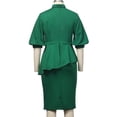 thumbnail image 5 of Afinprain Women's Clergy Dress with Tab Collar Peplum Waist and Puff Sleeve Church Minister Uniform, 5 of 8