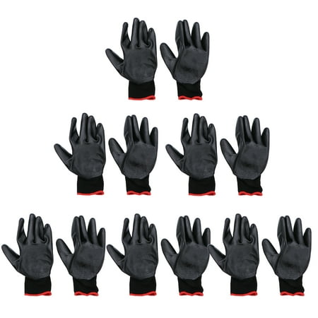 

12pcs Labour Protection Gloves Wearproof Oil Proof Glue Protective Glove for Man Woman (Black Glue Thickened Pattern)