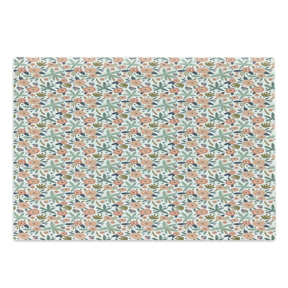 Botany Cutting Board, Creative Doodle Design Pattern of Abstract Spring Flowers and Leaves Illustration, Decorative Tempered Glass Cutting and Serving Board, in 3 Sizes, by Ambesonne