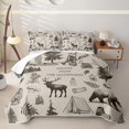 thumbnail image 2 of Manfei Jungle Bear Deer Twin Quilt Set 2 Pieces,Adventure RV Accessories Twin Coverlet Set,Beige Brown,1 Bedspread and 1 Pillowcase, 2 of 7