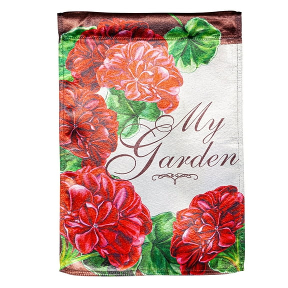 My Garden Geraniums Lustre Garden Flag