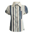 thumbnail image 5 of Up To 40% Off TMOYZQ Womens Striped Short Sleeve Button Down Shirts Lapel Collared V Neck Tunic Tops Dressy Casual Work Blouses with Pockets, 5 of 6