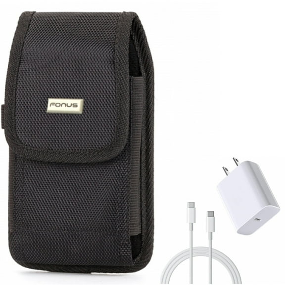 For Google Pixel 7/Pro/6a/6/Pro - 18W Fast Home Charger w Case Belt Clip, PD Type-C 6ft USB-C Cable Quick, Swivel Holster Rugged for Google Pixel 7/Pro/6a/6/Pro Phones