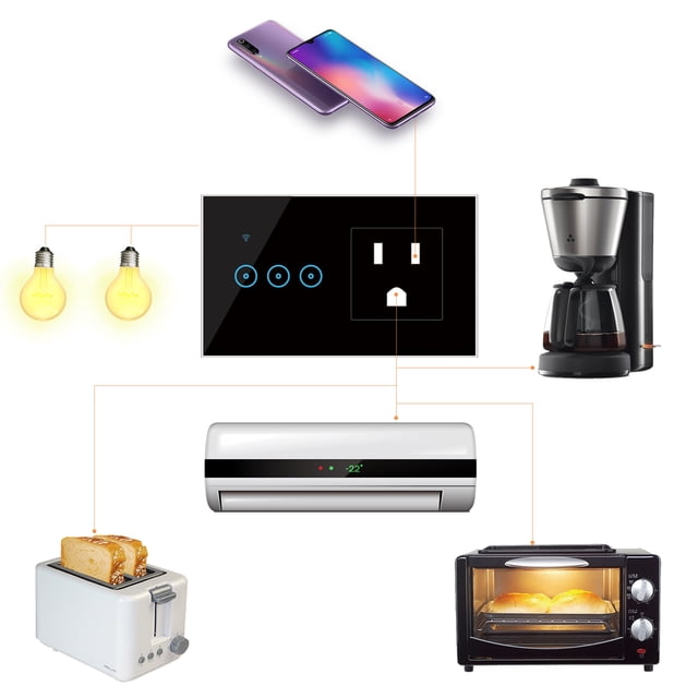 Smart Wifi Smart Wall Outlet 2 in 1 Convenient Voice APP Touch Control Smart Socket Switch for Alexa for Assistant