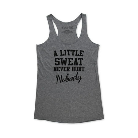 Ladies Bridal Suits - A little sweat never hurt nobody - wallsparks Crown Hill Brand - funny workout Bridal shower party tank top - Soft Tri-Blend Racerback Tank for Women