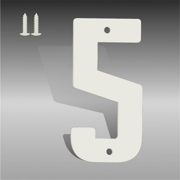 4 Inch White Metal Letters, Modern House Numbers for Outside, White Door Mailbox Numbers, Metal House Address Letter and Number for Office Apartment Outside (5)