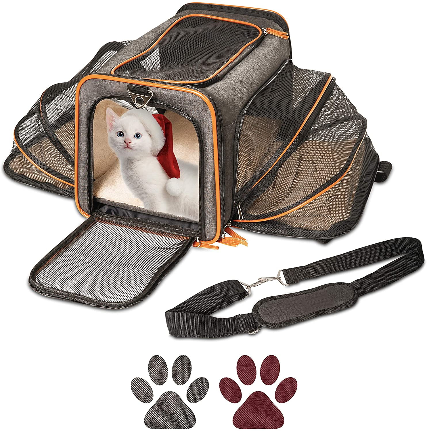 FUNNIU Cat Carrier, Soft-Sided TAS Airline Approved for Small Medium Cats,  3 Sides Expandable Portable Travel Pet Carrier with Removable Fleece Pad