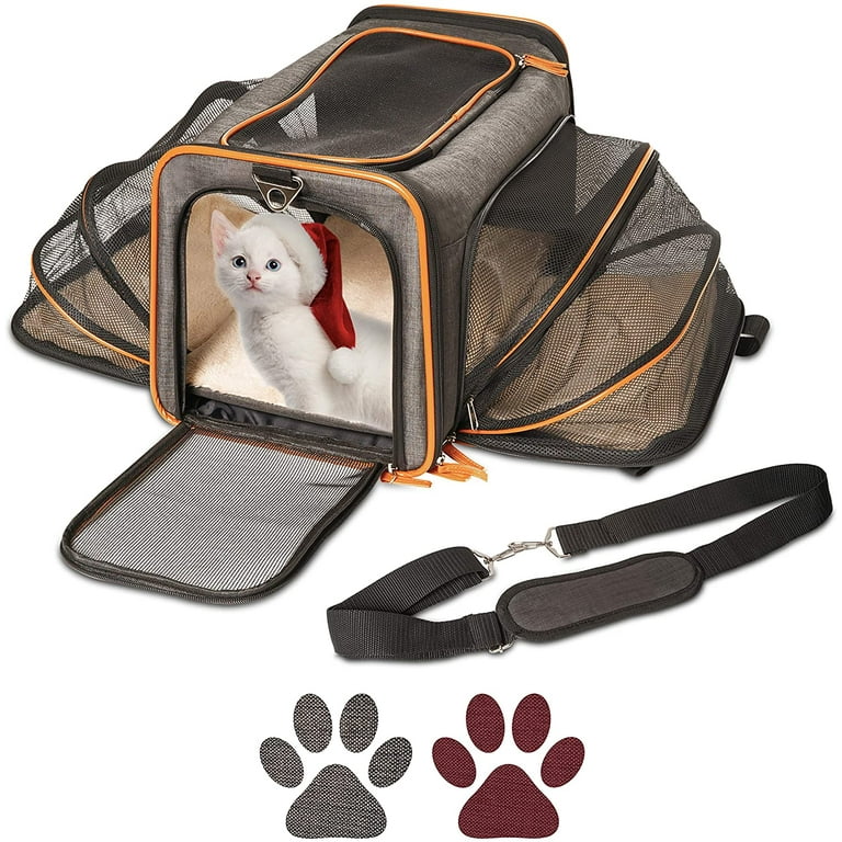 Jespet Soft-Sided Airline-Approved Travel Dog & Cat Carrier, Gray/Red, Small/Medium