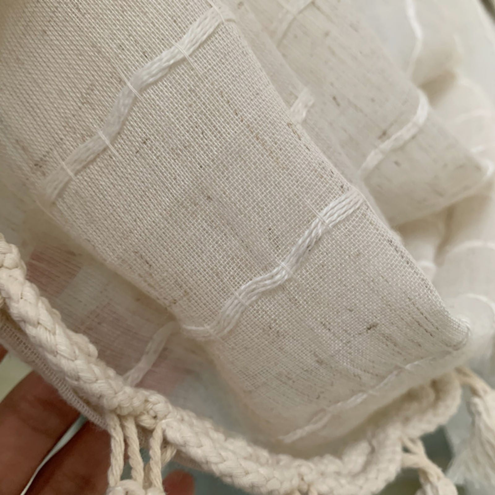 Linen Balloon Kitchen Curtain Tie Up Sheer Curtain Tiers for Cafe Windows Rod Pocket Light Filtering Voile Window Valance for Bedroom Living Room