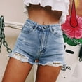 thumbnail image 7 of SOMER Juniors Denim Shorts Jeans Shorts for women Mid Rise Stretchy Ripped with Frayed Hem Pockets Casual Summer Teen Girls Short Jeans Blue, 7 of 7