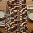 thumbnail image 5 of Retro Tribal Table Runner, Middle Century Bohemia Minimalist Art Red Brown Washable Cotton Linen Table Runners 60 Inches Long, Dresser Scarf Runner for Coffee/TV Stands/Kitchen/Cabinets 13''x60'', 5 of 9