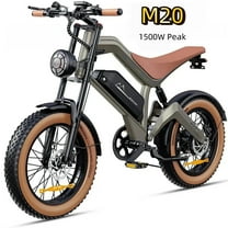 DYU M20 Electric Bike for Adults,1500W Peak Motor 48V 18.6Ah Battery Up to 100 Miles,28MPH Ebike,20" Fat Tire All-Terrain,UL2849