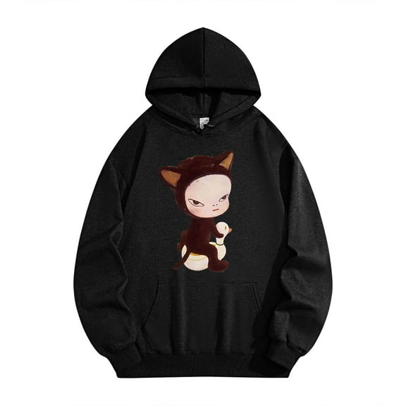 Yoshitomo Nara Hoodies Cat Duck Sweatshirts Unique Pullovers Funny Longsleeve Clothes