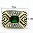 thumbnail image 2 of Anillo Color Oro Para Hombres de Acero Inoxidable Piedra Verde Esmeralda, 2 of 4