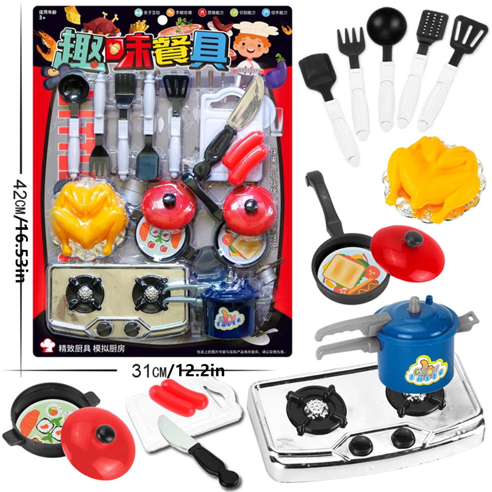 Accessoires De Cuisine Pour Jeux De Jeunes, Ensemble De Jeu De Cuisine Pour Enfants, Comprenant Des Casseroles, Des Poêles, Des Ustensiles, Ensemble D